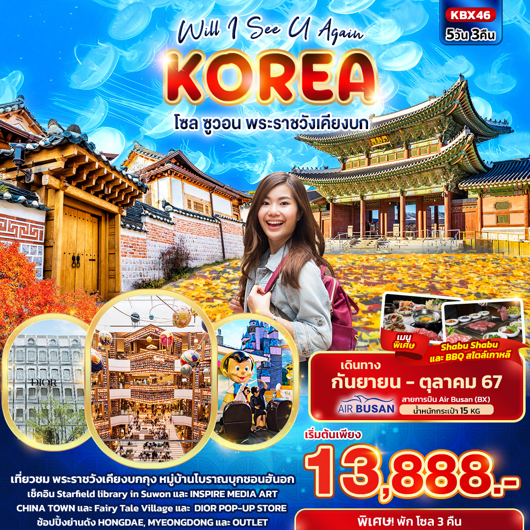 Will I See U Again KOREA โซล ซูวอน พระราชวังเคียงบก 5วัน3คืน