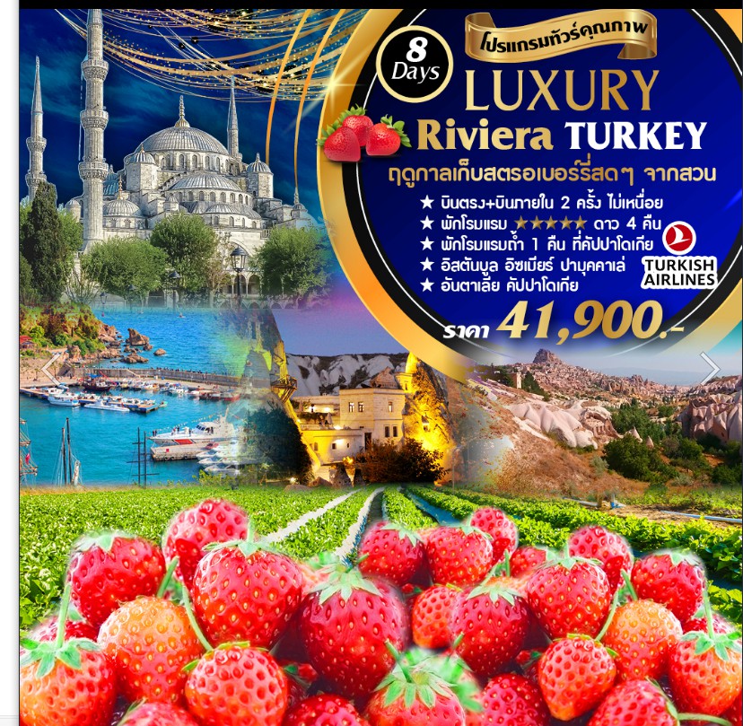ทัวร์ตุรกี Luxury Riviera Turkey Strawberry 8D 5N (TK65-TK68)(OCT'19)
